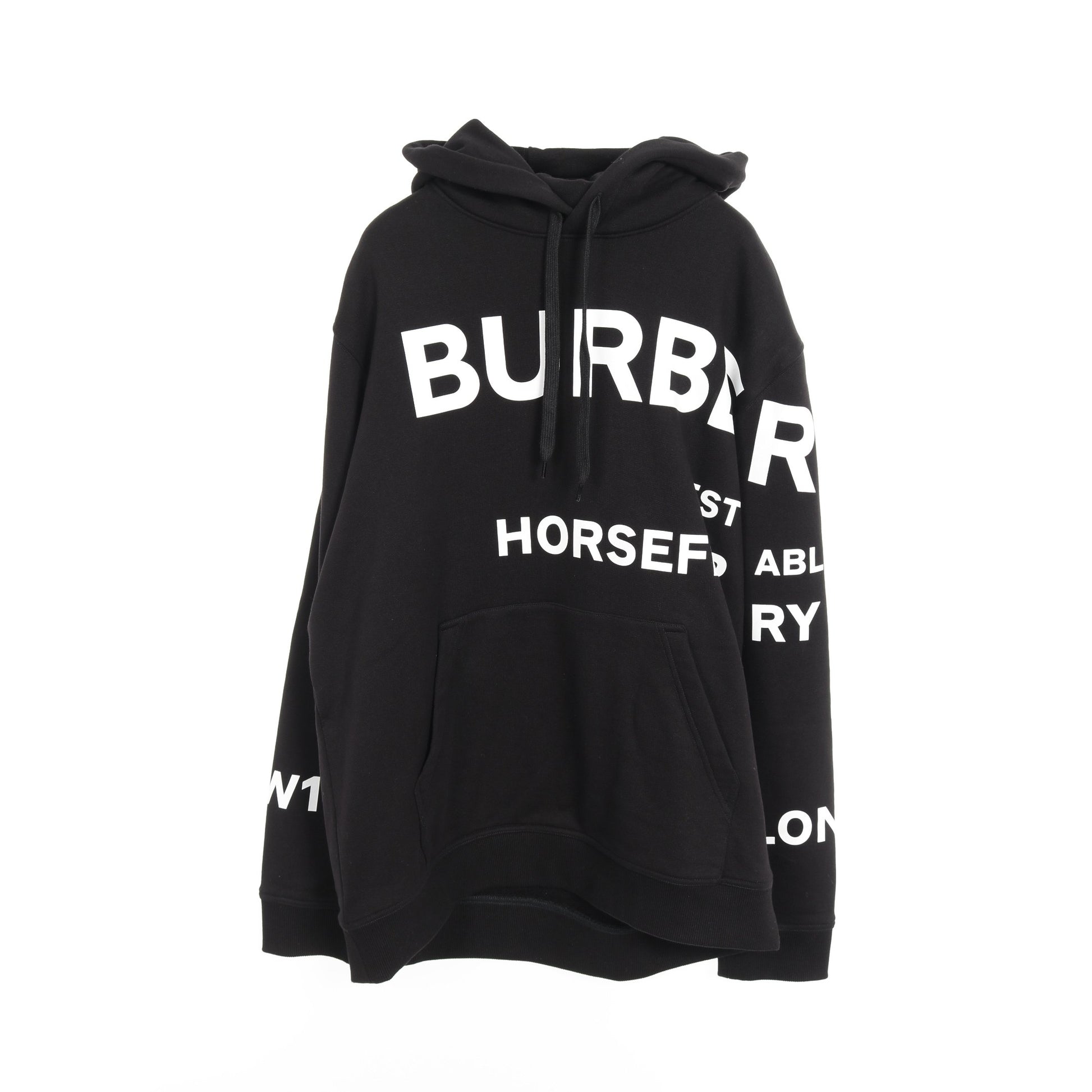POULTER HFH ホースフェリープリント プルオーバーパーカー コットン ブラック バーバリー トップス BURBERRY