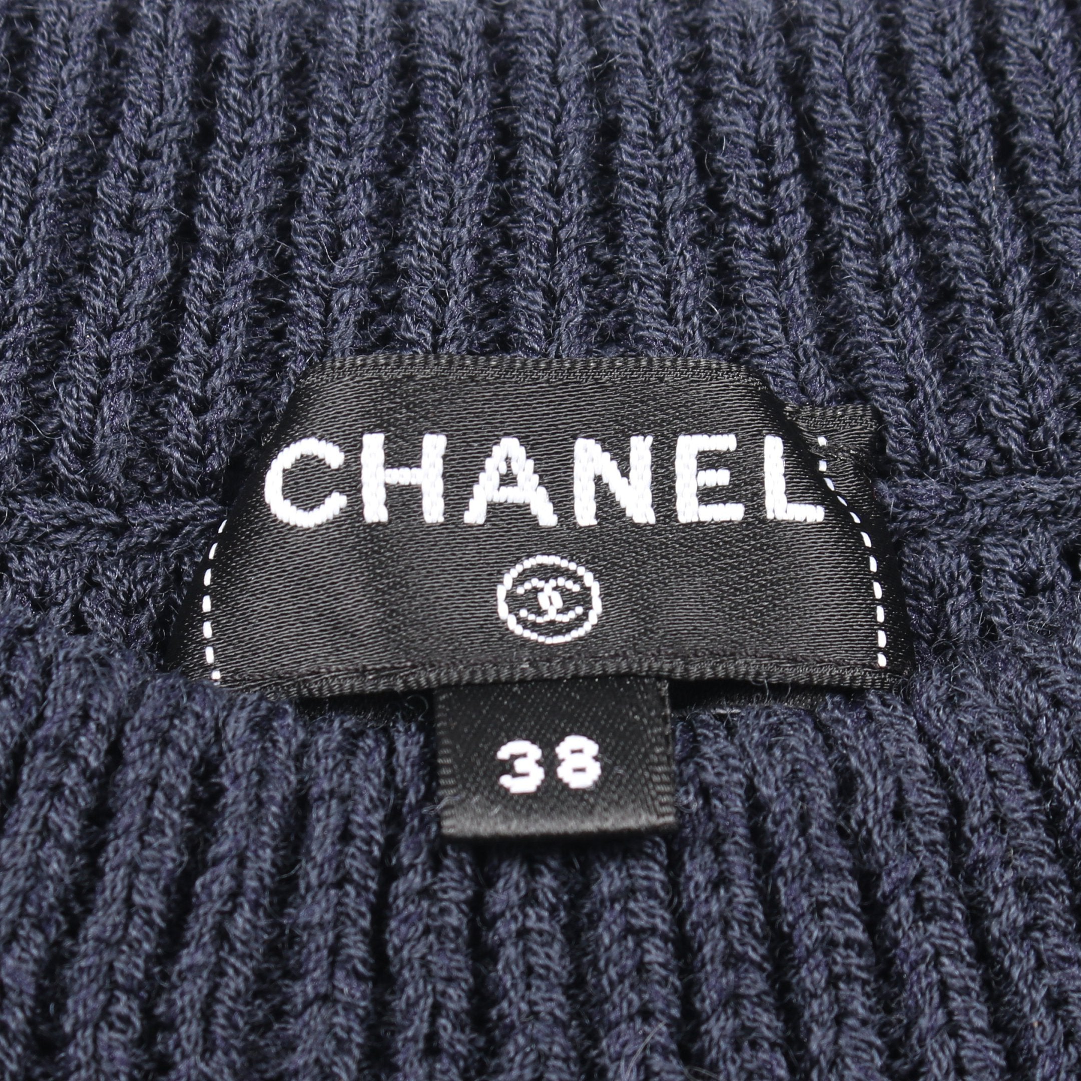 ココマークボタン ニットワンピース バイカラー ウール ダークネイビー