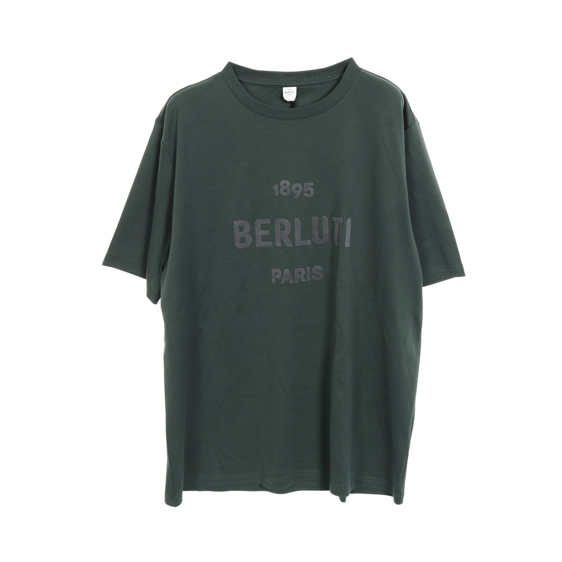 Tシャツ クルーネック 半袖 コットン ダークグリーン ベルルッティ トップス Berluti