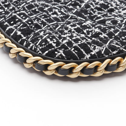 チェーンショルダーバッグ ラメ ツイード ブラック ホワイト シルバー ゴールド金具 シャネル バッグ CHANEL