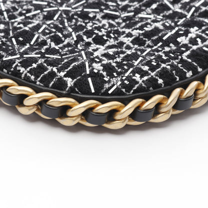 チェーンショルダーバッグ ラメ ツイード ブラック ホワイト シルバー ゴールド金具 シャネル バッグ CHANEL