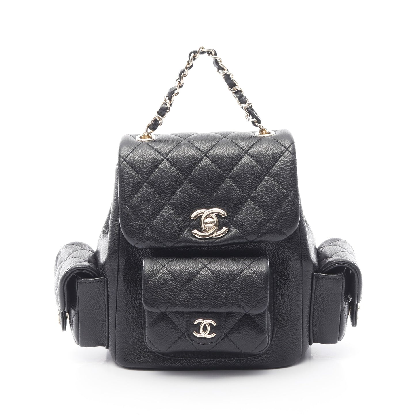 マトラッセ バックパック リュックサック キャビアスキン ブラック ゴールド金具 シャネル バッグ CHANEL