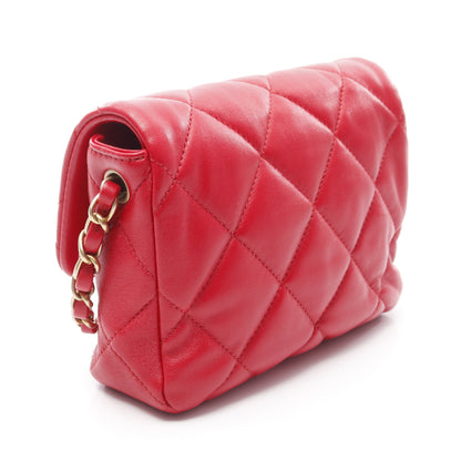 マトラッセ ハートロック チェーンショルダーバッグ ラムスキン レッド ゴールド金具 シャネル バッグ CHANEL