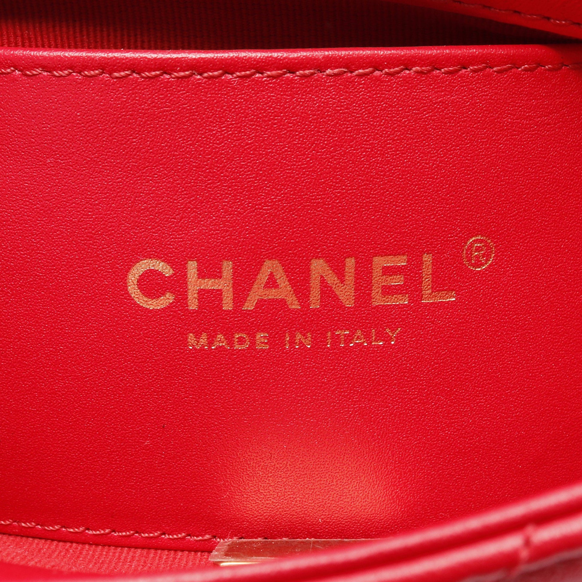マトラッセ ハートロック チェーンショルダーバッグ ラムスキン レッド ゴールド金具 シャネル バッグ CHANEL