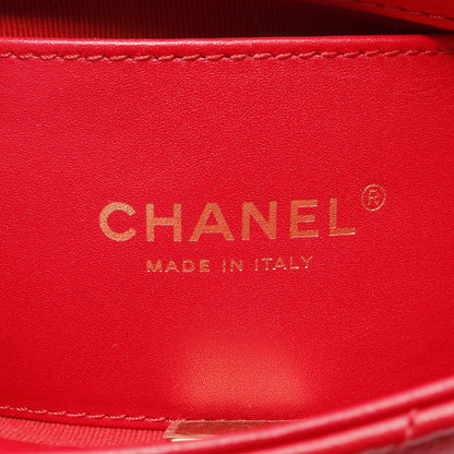 マトラッセ ハートロック チェーンショルダーバッグ ラムスキン レッド ゴールド金具 シャネル バッグ CHANEL