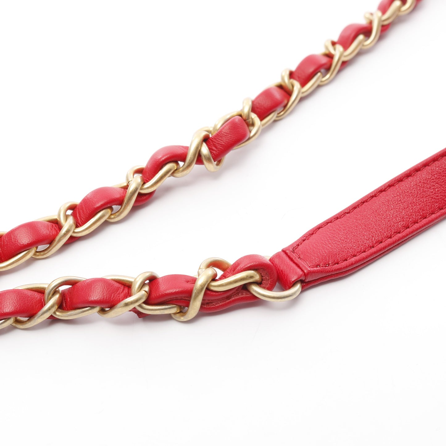 マトラッセ ハートロック チェーンショルダーバッグ ラムスキン レッド ゴールド金具 シャネル バッグ CHANEL