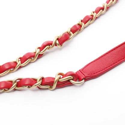 マトラッセ ハートロック チェーンショルダーバッグ ラムスキン レッド ゴールド金具 シャネル バッグ CHANEL
