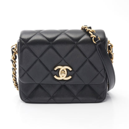 マトラッセ チェーンショルダーバッグ ラムスキン ブラック ゴールド金具 シャネル バッグ CHANEL