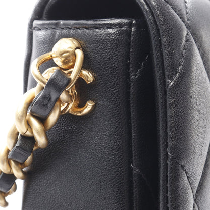 マトラッセ チェーンショルダーバッグ ラムスキン ブラック ゴールド金具 シャネル バッグ CHANEL