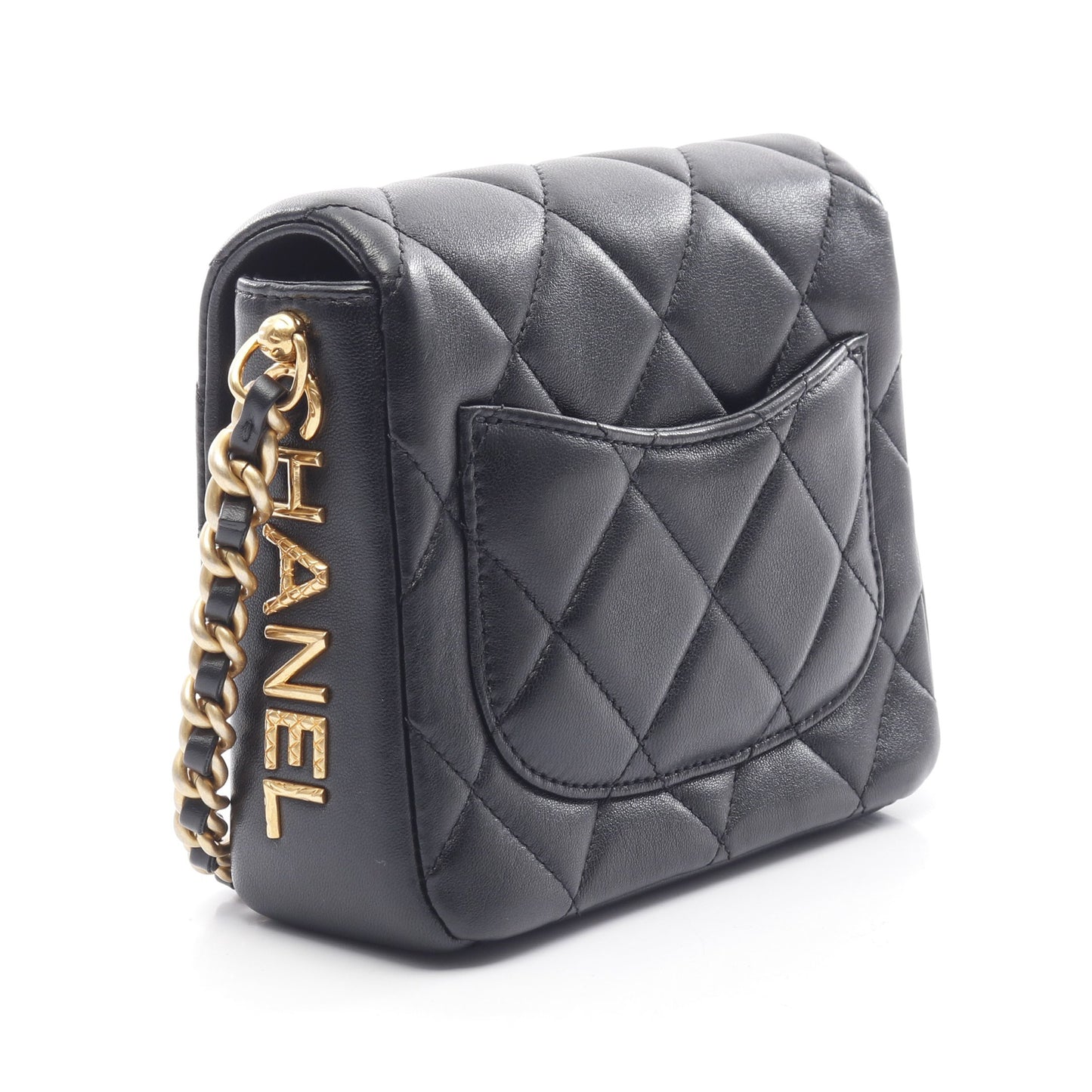 マトラッセ チェーンショルダーバッグ ラムスキン ブラック ゴールド金具 シャネル バッグ CHANEL
