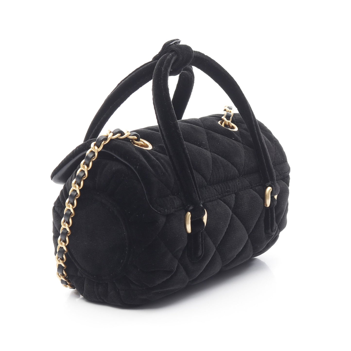 マトラッセ チェーンショルダーバッグ ベロア ブラック ゴールド金具 2WAY シャネル バッグ CHANEL