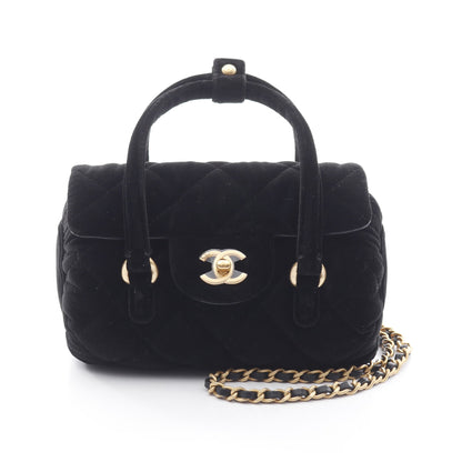 マトラッセ チェーンショルダーバッグ ベロア ブラック ゴールド金具 2WAY シャネル バッグ CHANEL