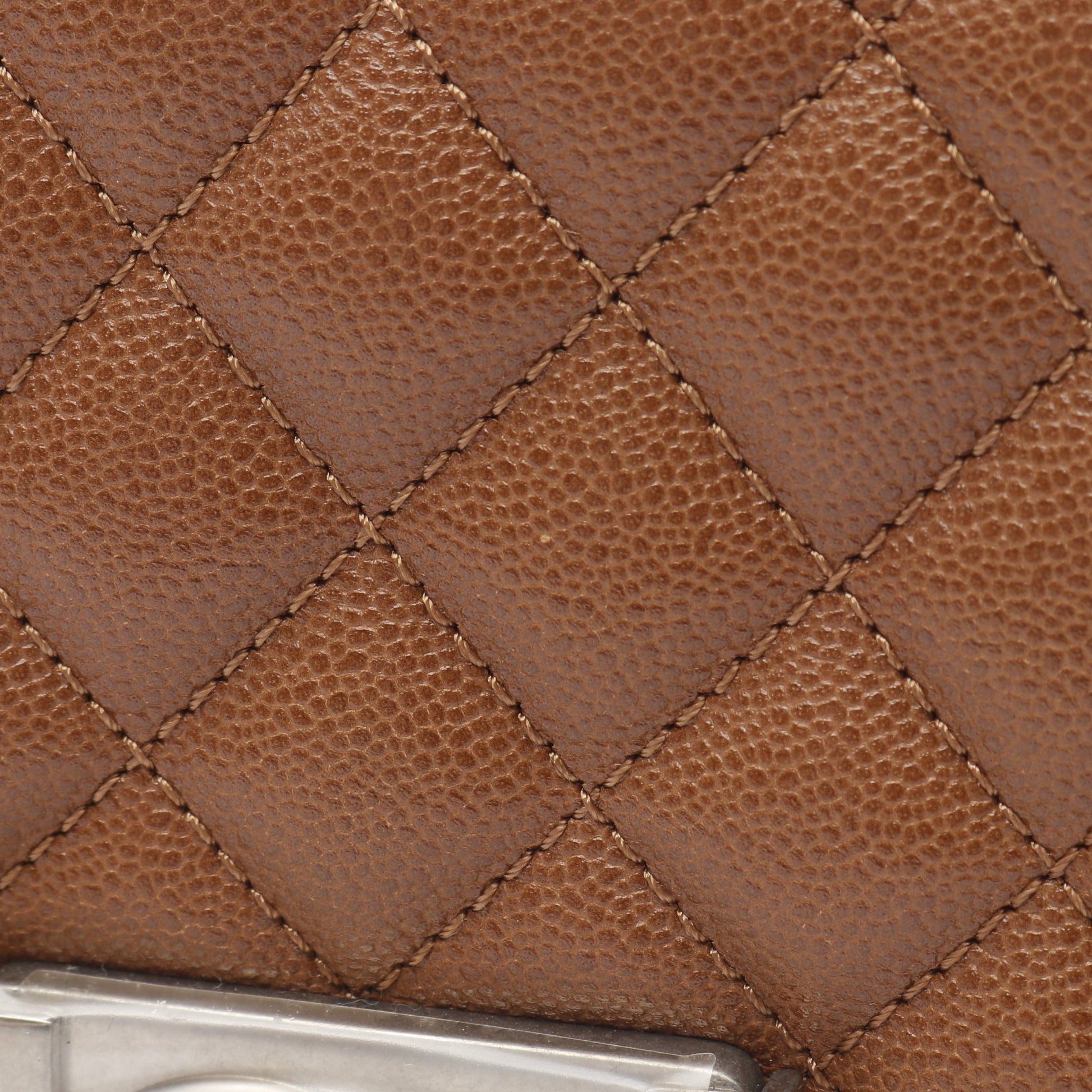 ボーイシャネル スモール チェーンショルダーバッグ キャビアスキン ブラウン シルバー金具 シャネル バッグ CHANEL
