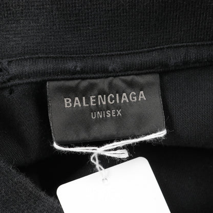 カレッジロゴ Tシャツ クルーネック 半袖 コットン ブラック グレー ユーズド加工 バレンシアガ トップス BALENCIAGA