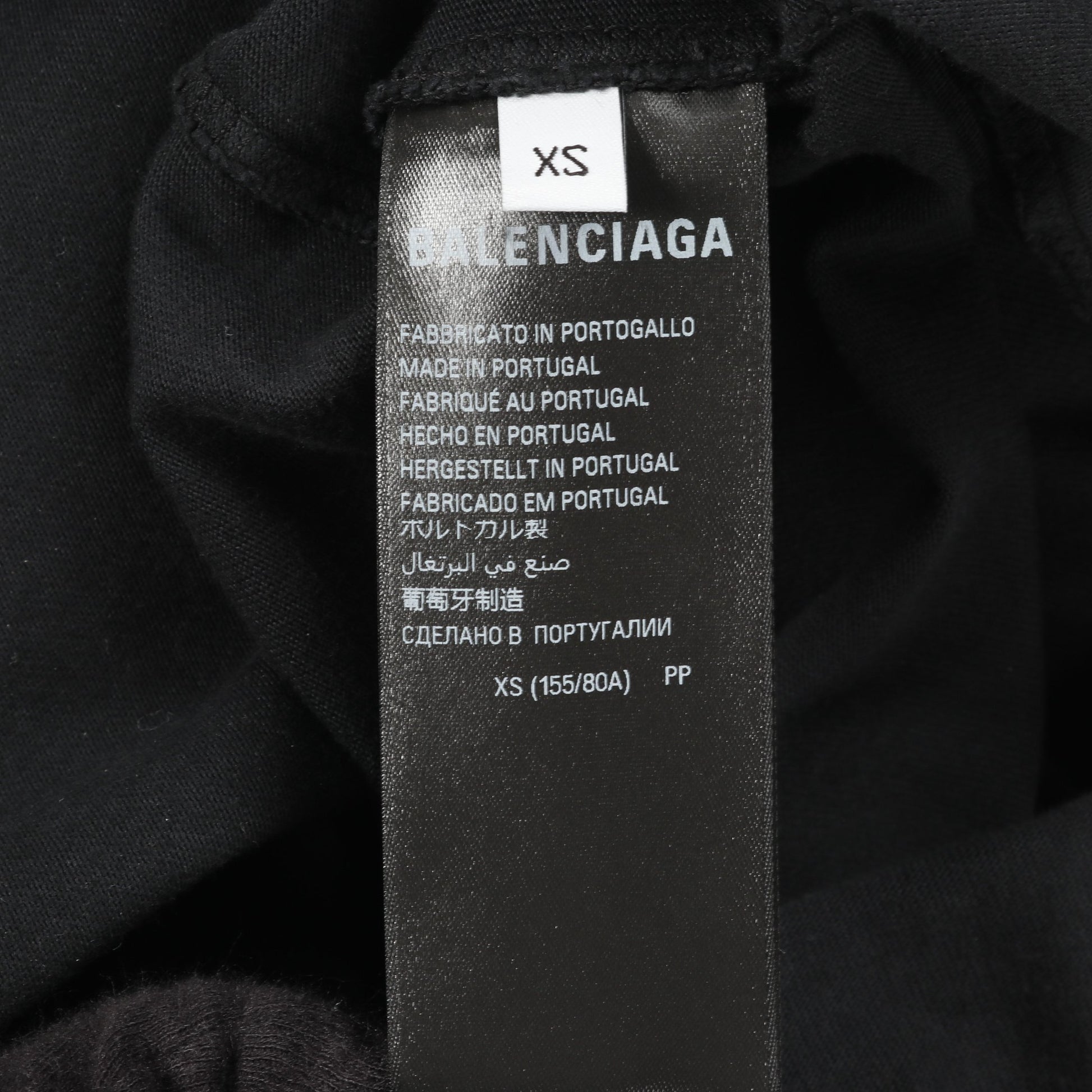 カレッジロゴ Tシャツ クルーネック 半袖 コットン ブラック グレー ユーズド加工 バレンシアガ トップス BALENCIAGA