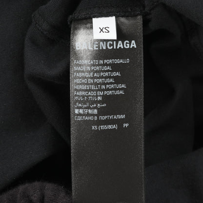 カレッジロゴ Tシャツ クルーネック 半袖 コットン ブラック グレー ユーズド加工 バレンシアガ トップス BALENCIAGA