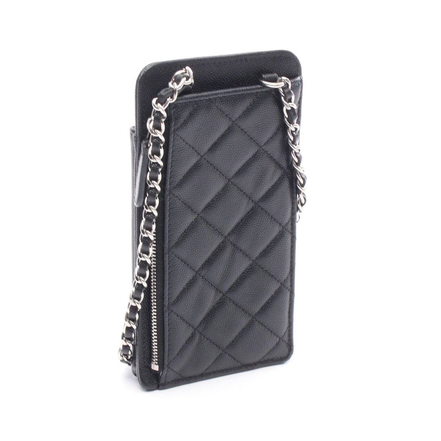 マトラッセ フォンショルダー チェーンショルダーバッグ キャビアスキン ブラック シルバー金具 シャネル バッグ CHANEL