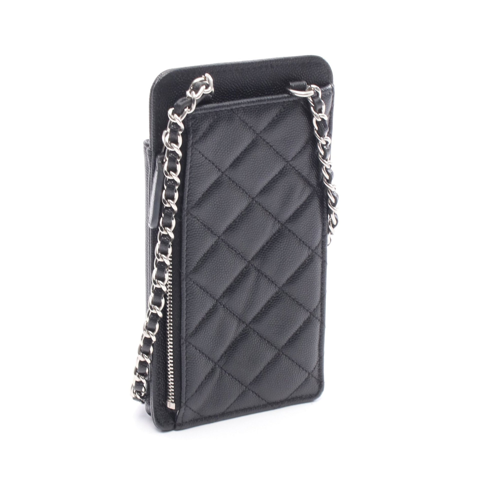 マトラッセ フォンショルダー チェーンショルダーバッグ キャビアスキン ブラック シルバー金具 シャネル バッグ CHANEL