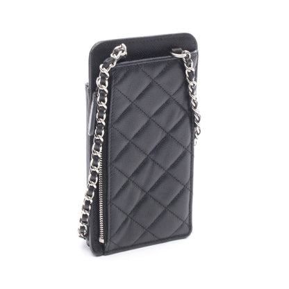 マトラッセ フォンショルダー チェーンショルダーバッグ キャビアスキン ブラック シルバー金具 シャネル バッグ CHANEL