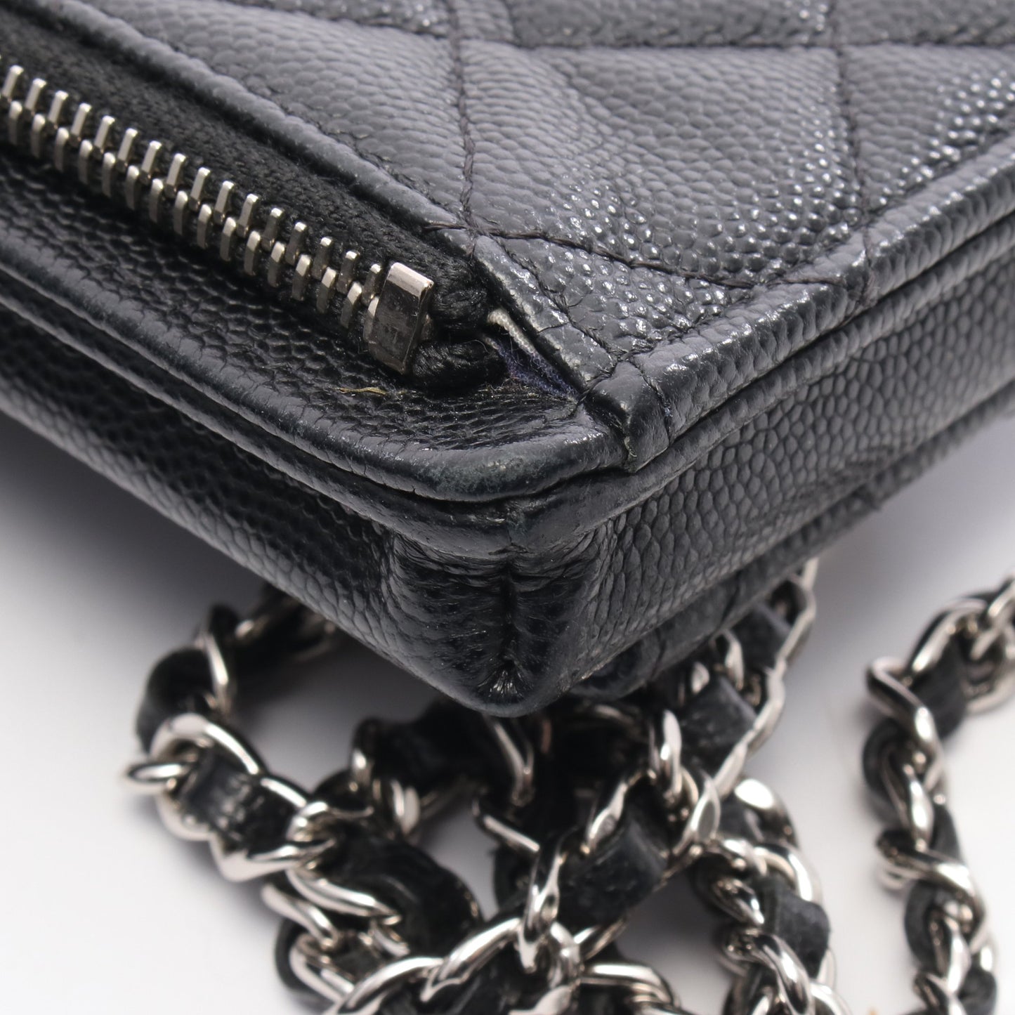 マトラッセ フォンショルダー チェーンショルダーバッグ キャビアスキン ブラック シルバー金具 シャネル バッグ CHANEL