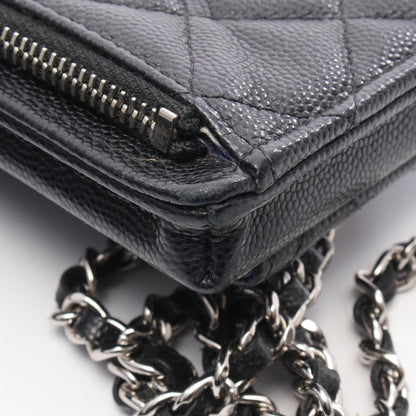 マトラッセ フォンショルダー チェーンショルダーバッグ キャビアスキン ブラック シルバー金具 シャネル バッグ CHANEL