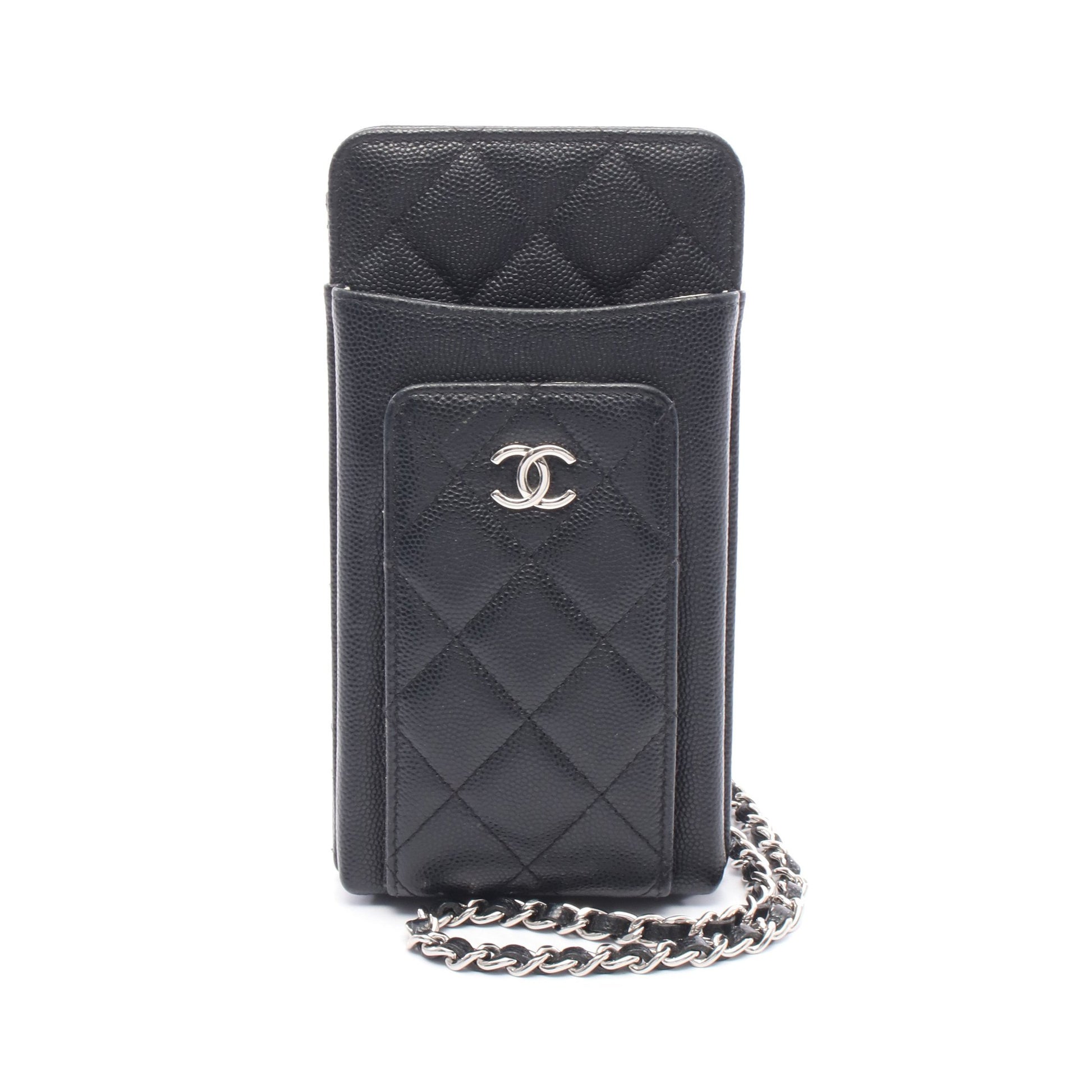 マトラッセ フォンショルダー チェーンショルダーバッグ キャビアスキン ブラック シルバー金具 シャネル バッグ CHANEL