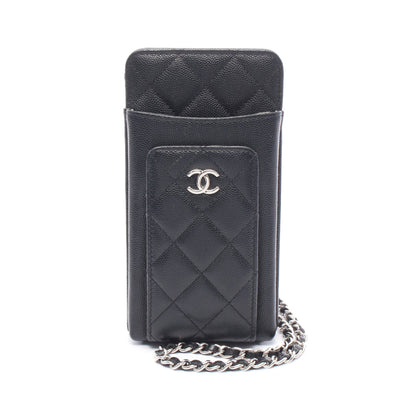 マトラッセ フォンショルダー チェーンショルダーバッグ キャビアスキン ブラック シルバー金具 シャネル バッグ CHANEL