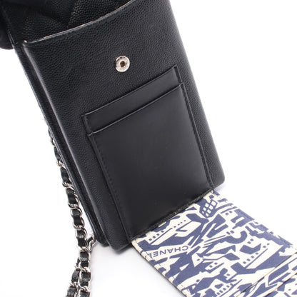 マトラッセ フォンショルダー チェーンショルダーバッグ キャビアスキン ブラック シルバー金具 シャネル バッグ CHANEL