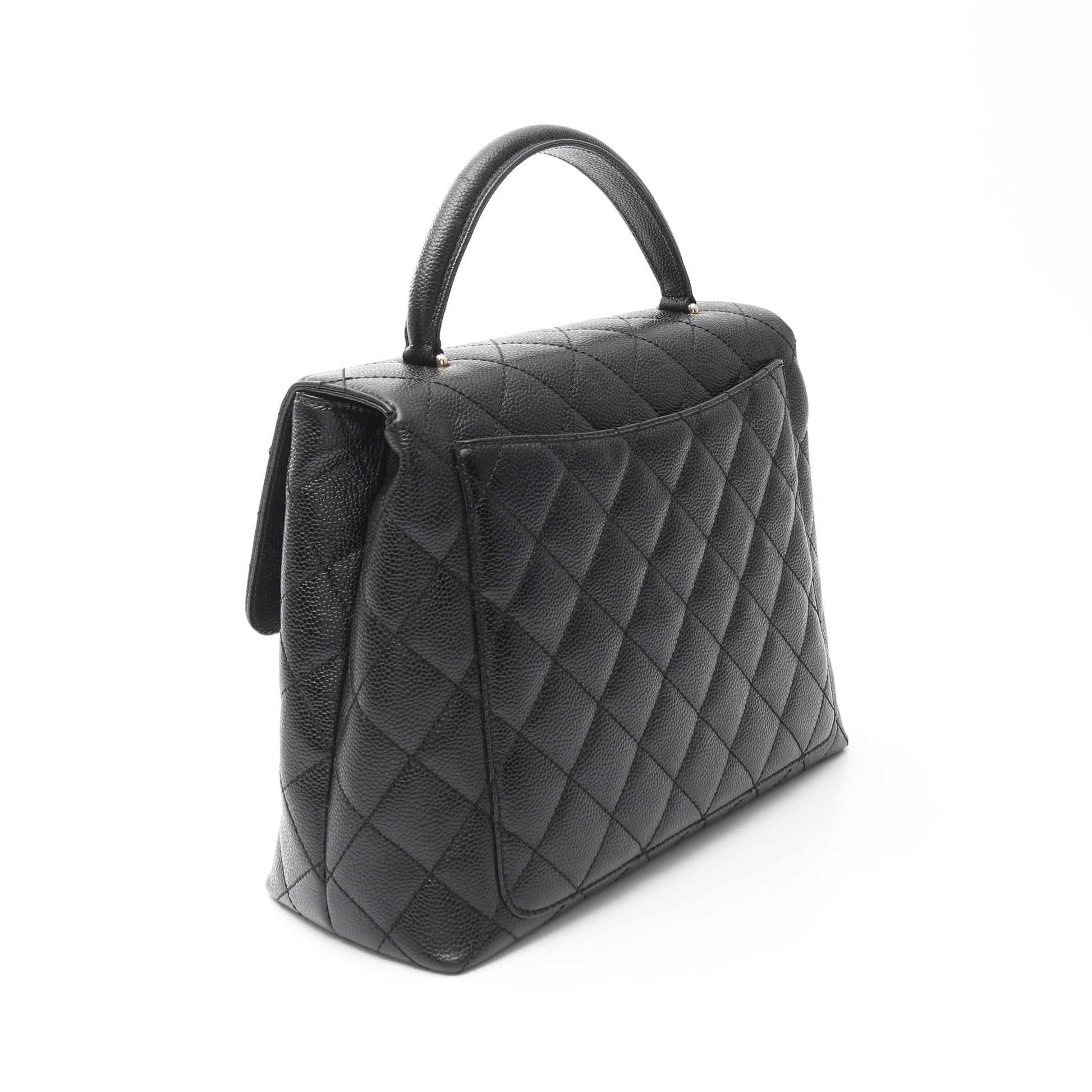 マトラッセ ハンドバッグ キャビアスキン ブラック ゴールド金具 シャネル バッグ CHANEL