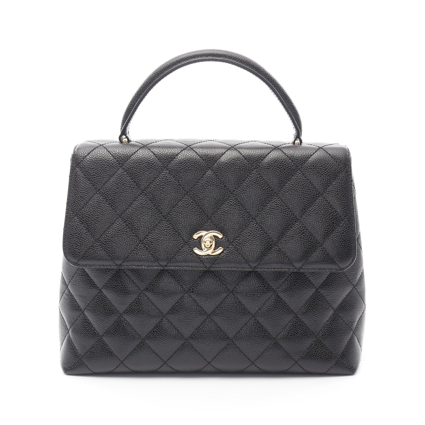 マトラッセ ハンドバッグ キャビアスキン ブラック ゴールド金具 シャネル バッグ CHANEL