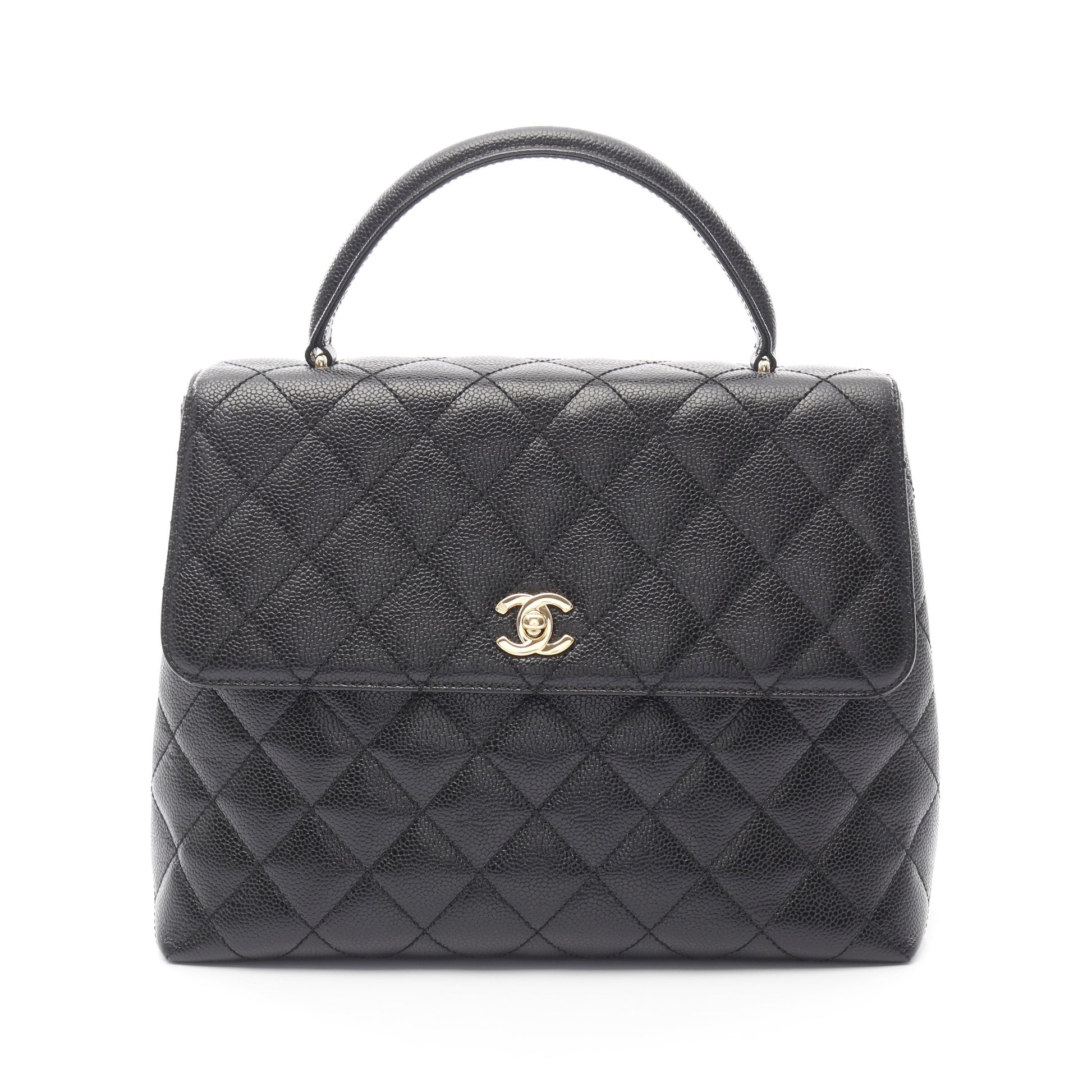 マトラッセ ハンドバッグ キャビアスキン ブラック ゴールド金具 シャネル バッグ CHANEL