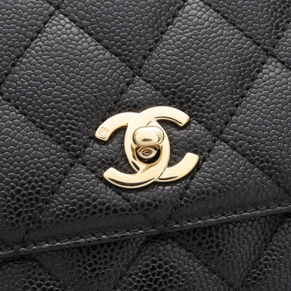 マトラッセ ハンドバッグ キャビアスキン ブラック ゴールド金具 シャネル バッグ CHANEL