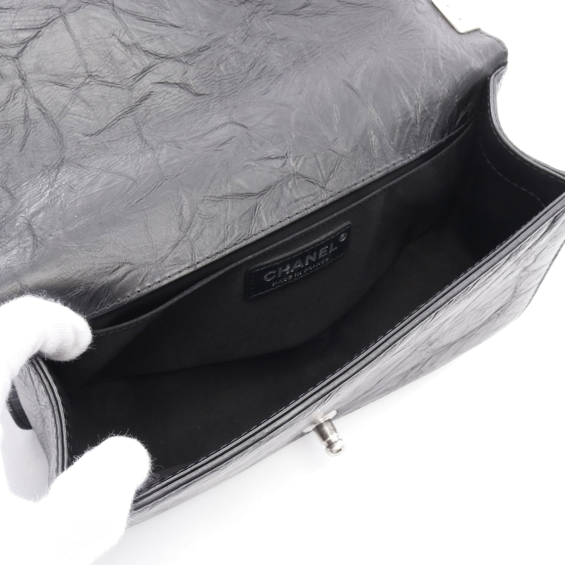 ボーイシャネル シェブロン Vステッチ チェーンショルダーバッグ レザー ブラック シルバー金具 シャネル バッグ CHANEL
