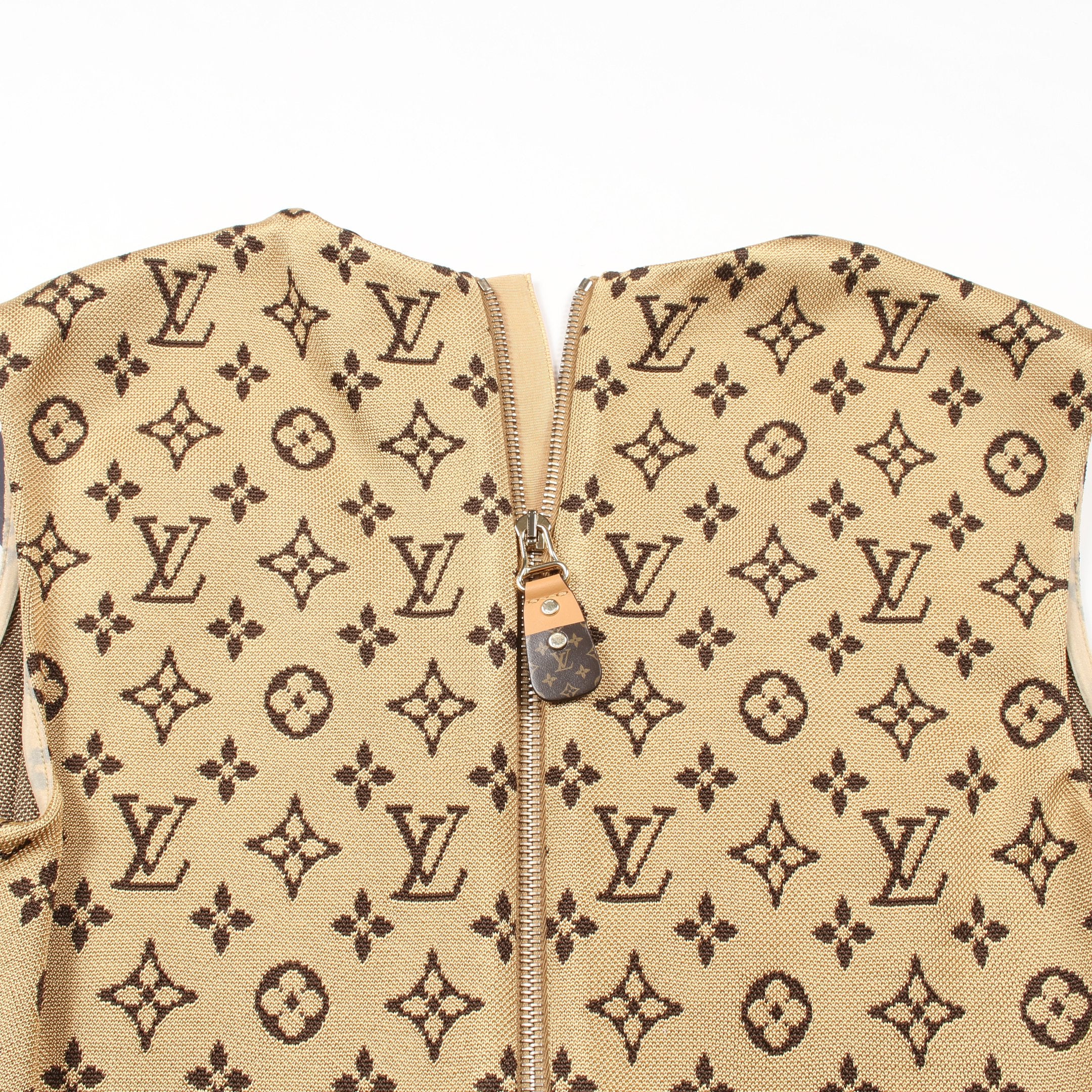 モノグラム ワンピース ノースリーブ レーヨン イエローブラウン