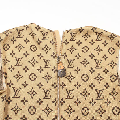 モノグラム ワンピース ノースリーブ レーヨン イエローブラウン ダークブラウン 24SS ルイヴィトン ワンピース LOUIS VUITTON