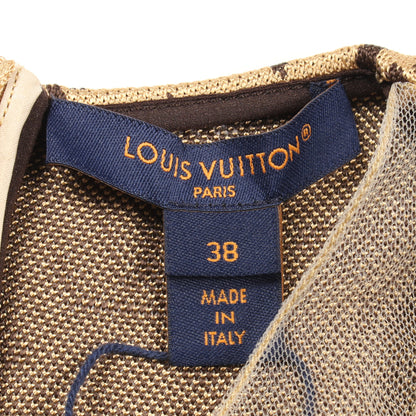 モノグラム ワンピース ノースリーブ レーヨン イエローブラウン ダークブラウン 24SS ルイヴィトン ワンピース LOUIS VUITTON