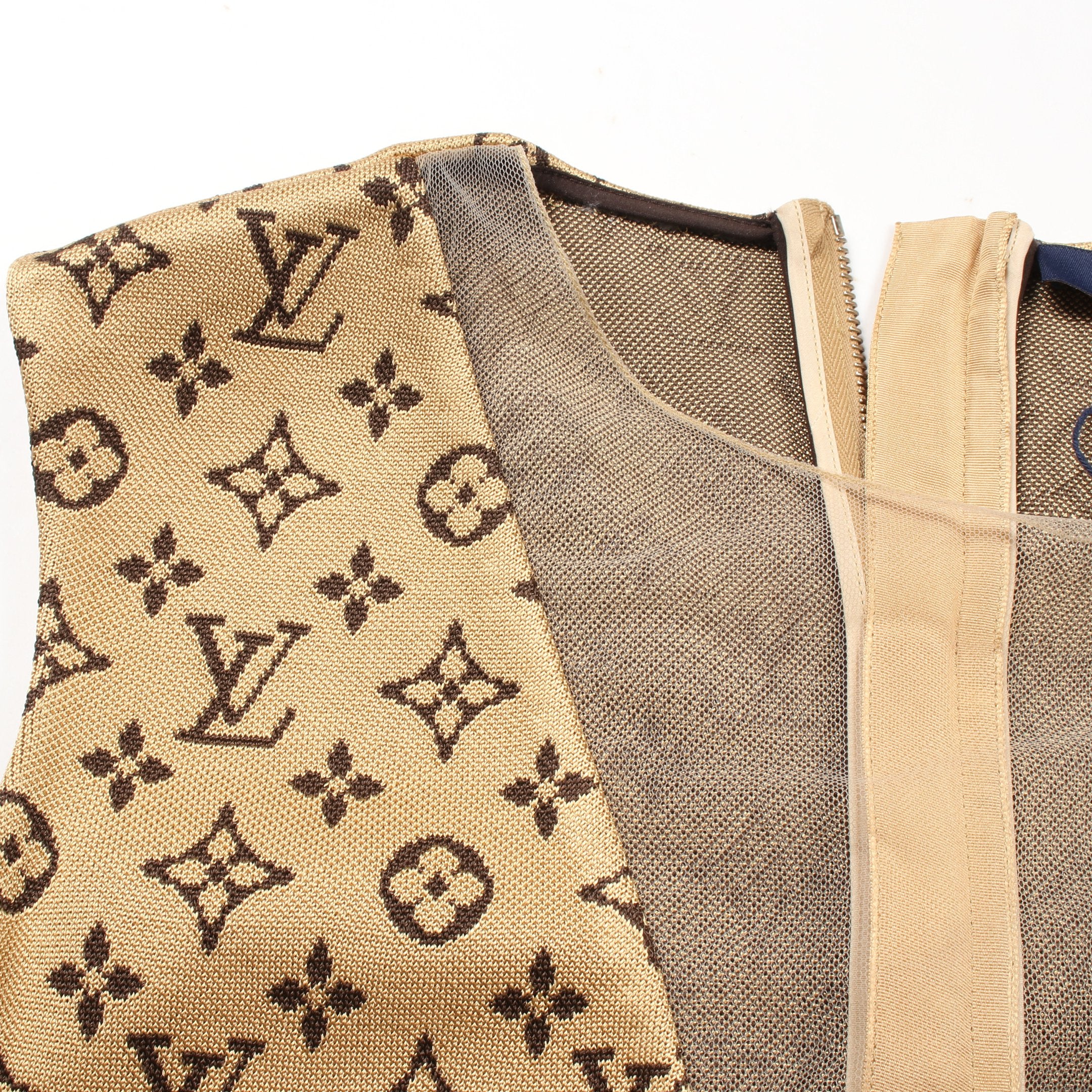 モノグラム ワンピース ノースリーブ レーヨン イエローブラウン