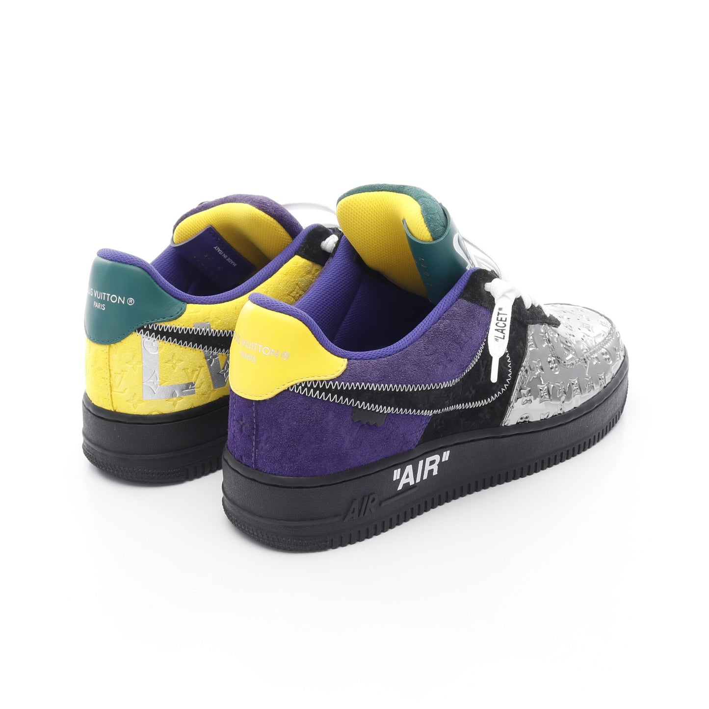 LOUIS VUITTON × Nike Air Force1 モノグラム ミロワール スニーカー レザー エナメル シルバー マルチカラー ヴァージルアブロー ルイヴィトン シューズ LOUIS VUITTON