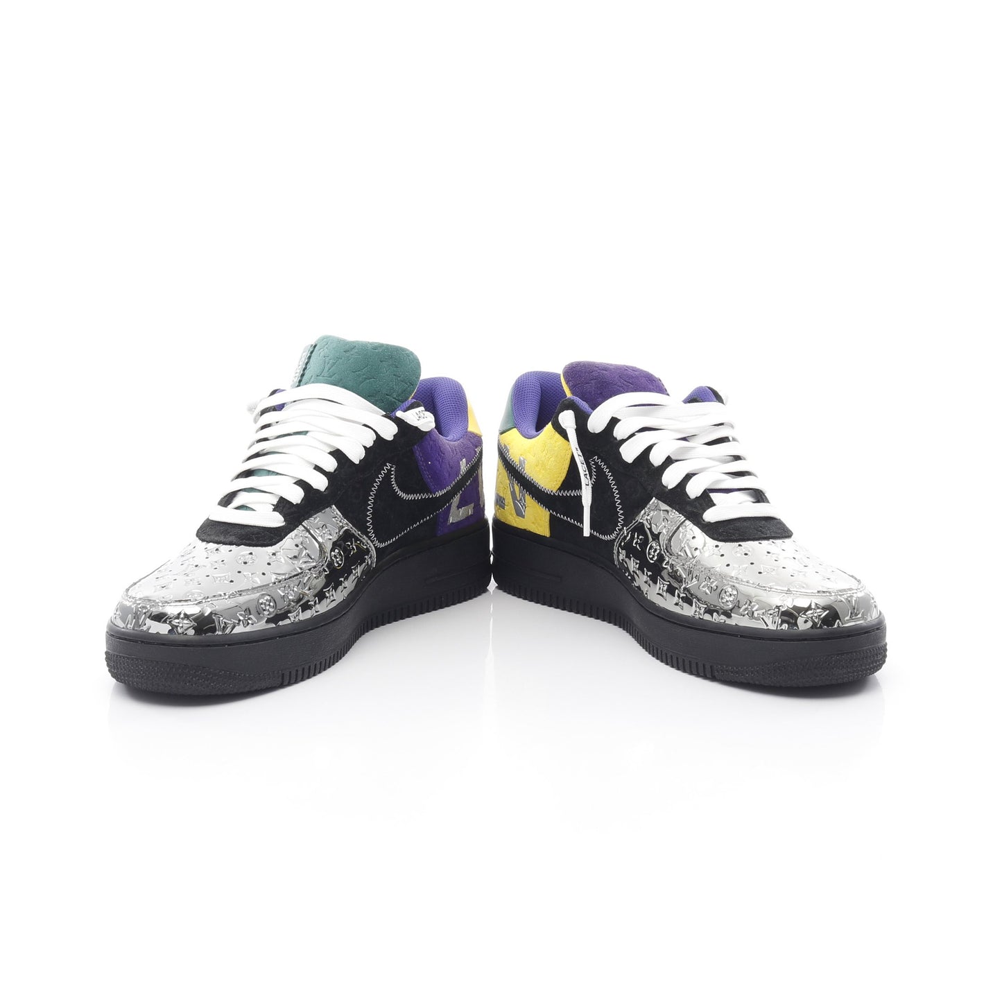 LOUIS VUITTON × Nike Air Force1 モノグラム ミロワール スニーカー レザー エナメル シルバー マルチカラー ヴァージルアブロー ルイヴィトン シューズ LOUIS VUITTON