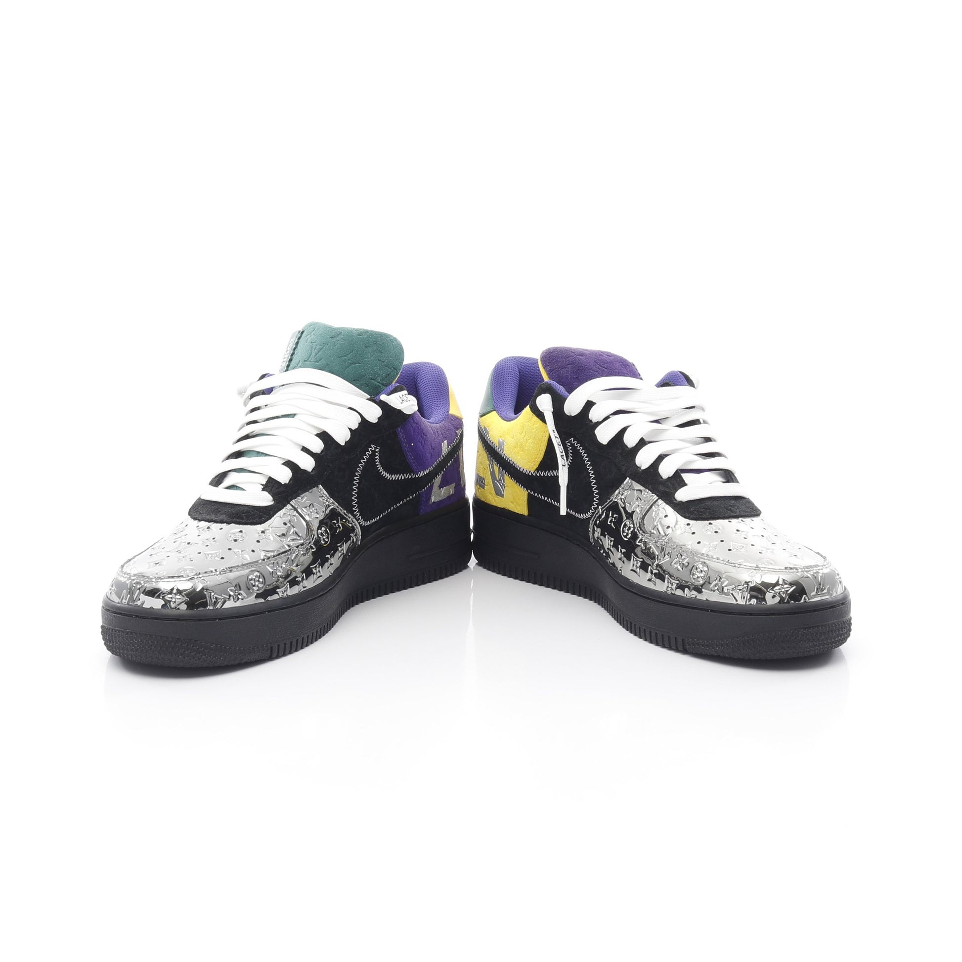 LOUIS VUITTON × Nike Air Force1 モノグラム ミロワール スニーカー レザー エナメル シルバー マルチカラー ヴァージルアブロー ルイヴィトン シューズ LOUIS VUITTON
