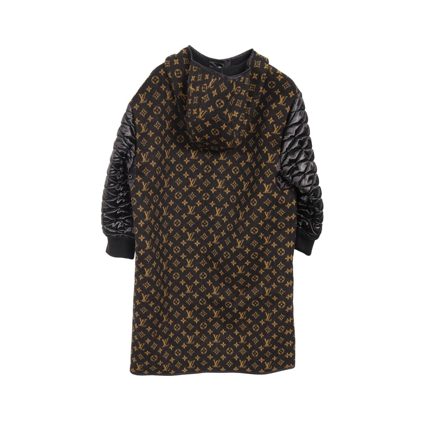 モノグラム コート ウール コットン ブラック ブラウン フード付き 切替 ルイヴィトン アウター LOUIS VUITTON