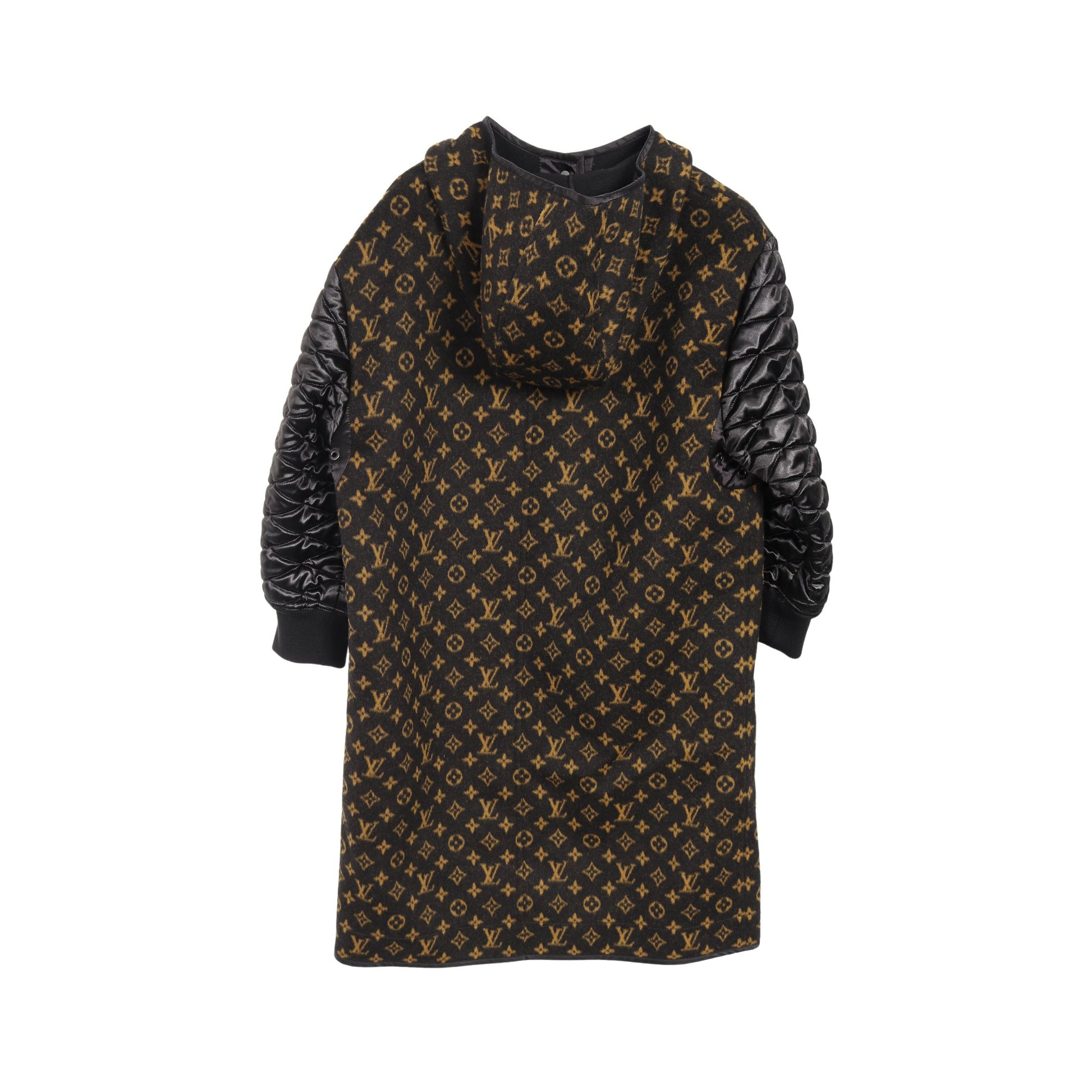 モノグラム コート ウール コットン ブラック ブラウン フード付き 切替 ルイヴィトン アウター LOUIS VUITTON