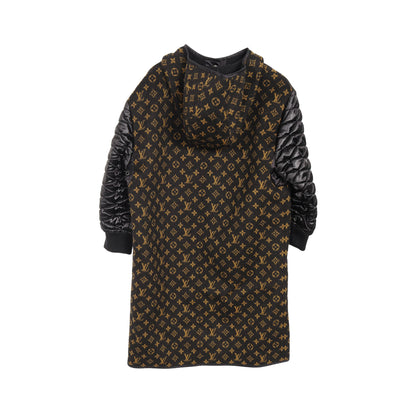 モノグラム コート ウール コットン ブラック ブラウン フード付き 切替 ルイヴィトン アウター LOUIS VUITTON