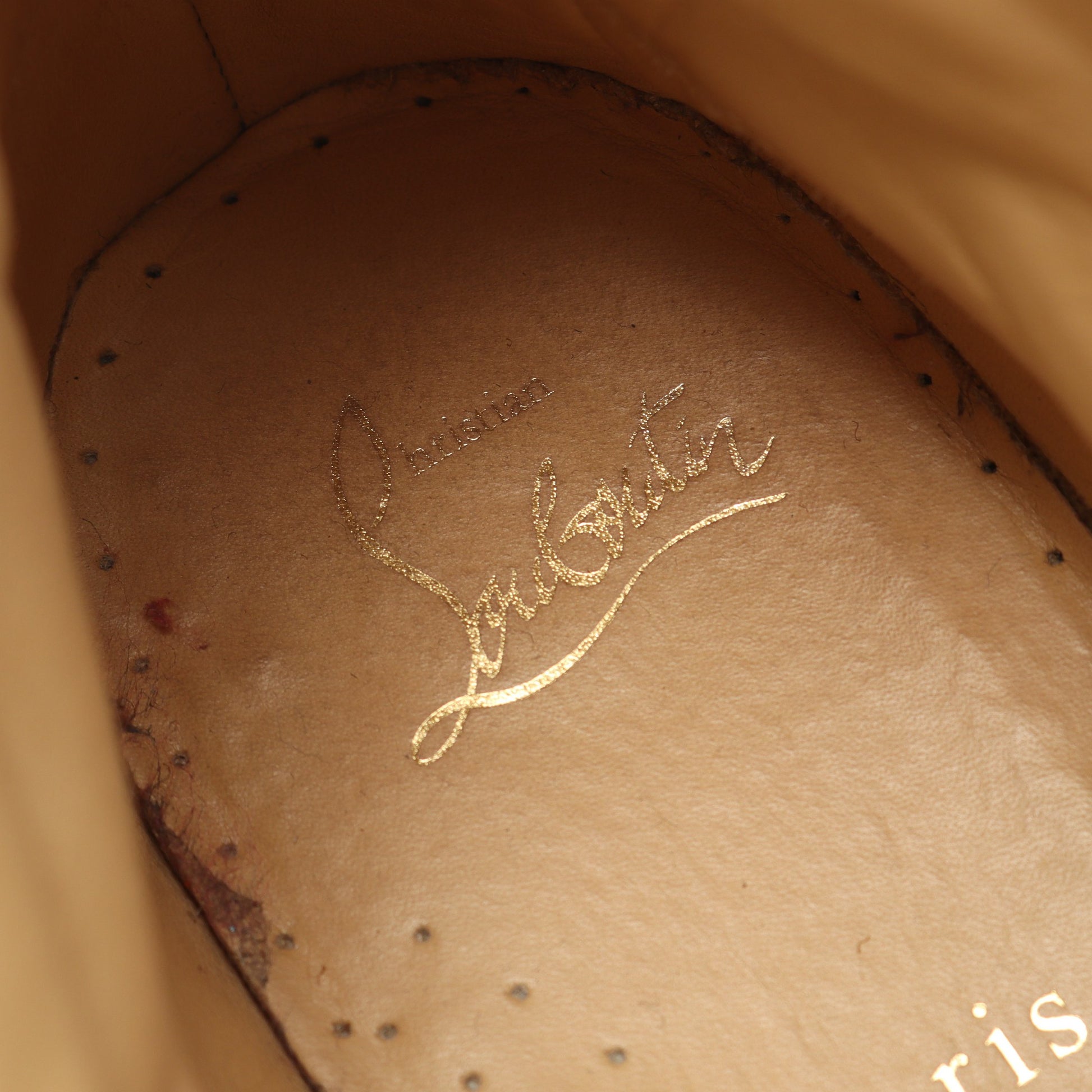 TORONT FLAT スパイクスタッズ モカシン ブーツ スエード ムートン ブラウン オフホワイト クリスチャンルブタン シューズ Christian Louboutin