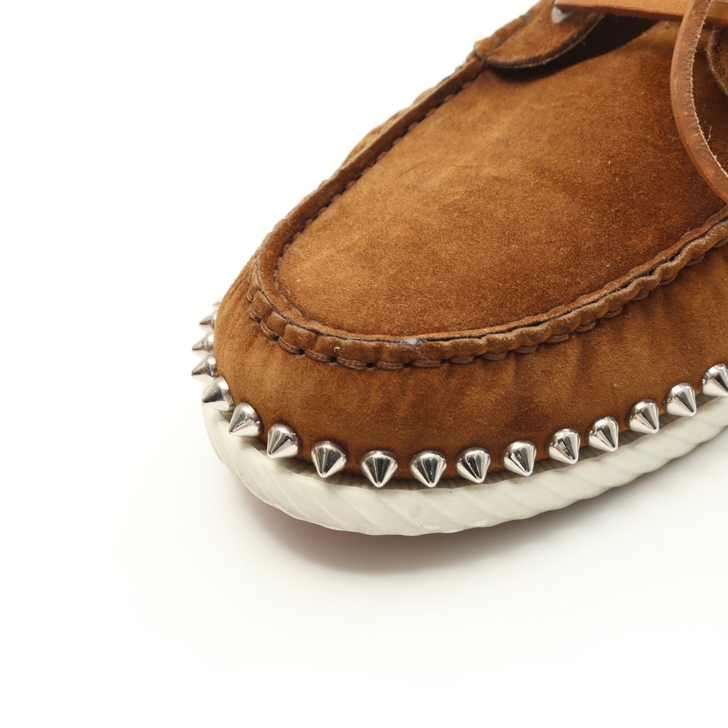 TORONT FLAT スパイクスタッズ モカシン ブーツ スエード ムートン ブラウン オフホワイト クリスチャンルブタン シューズ Christian Louboutin