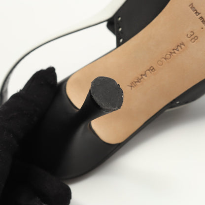 サンダル レザー ブラック ホワイト マノロブラニク シューズ MANOLO BLAHNIK