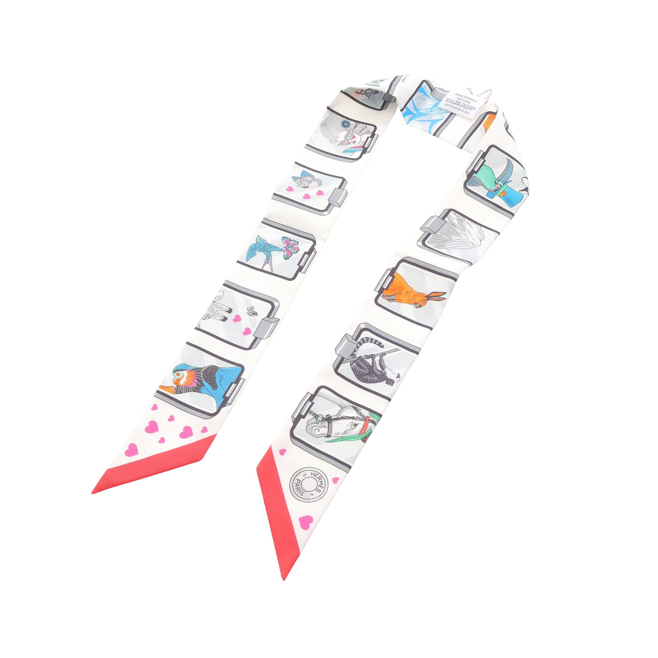 Hermès シルクスカーフ ホワイト エルメス☆EN DUO PAR スカーフ