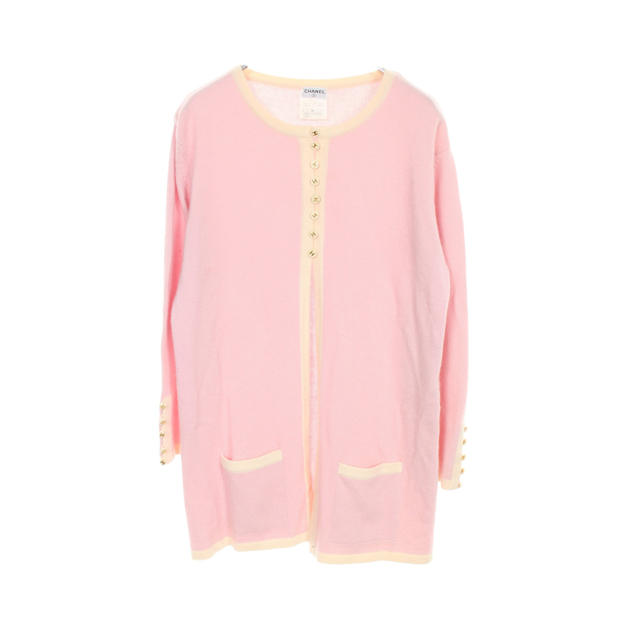 ココマークボタン カーディガン カシミヤ ピンク アイボリー 96C