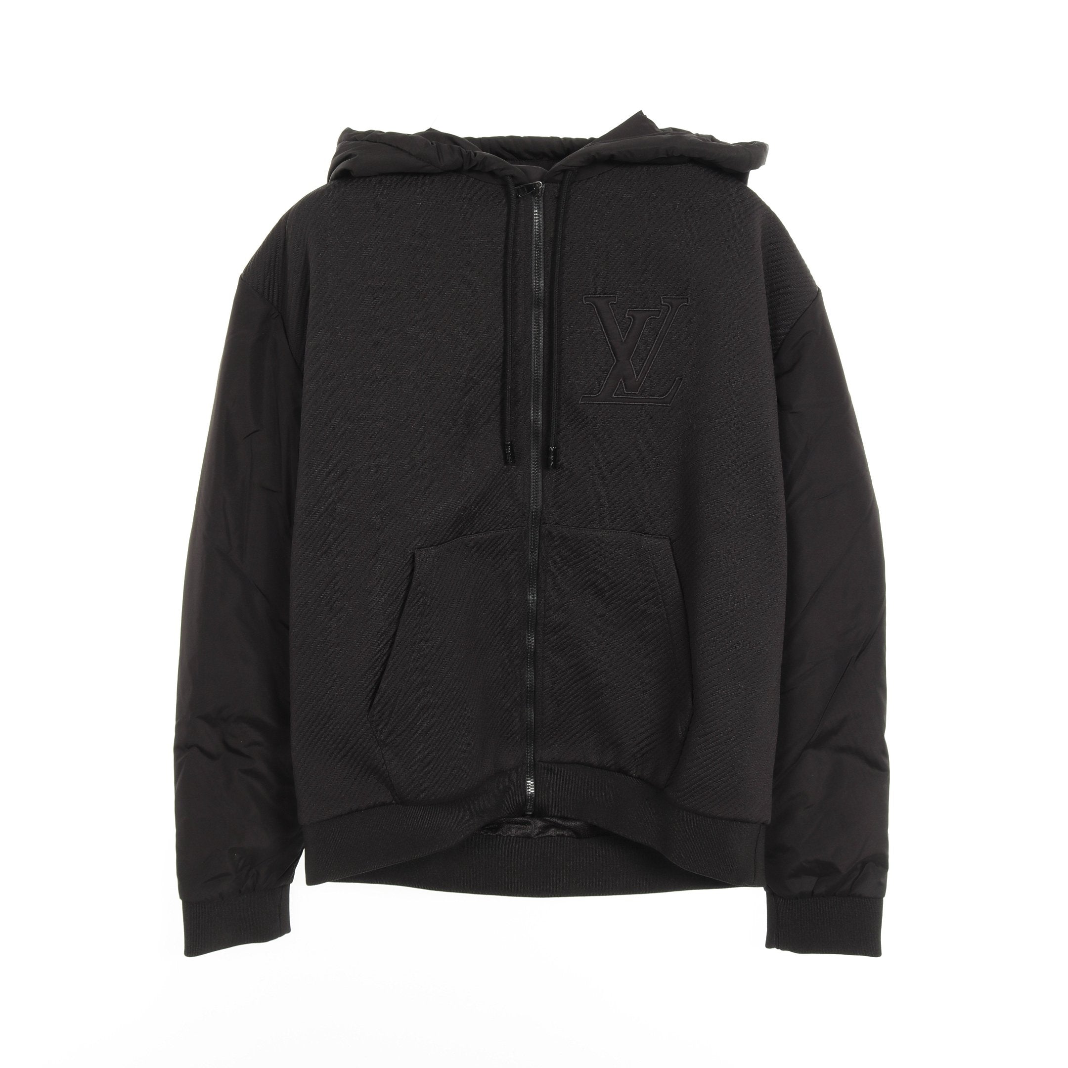 ルイ・ヴィトン ブラック パーカー ハイブリッドジップ テクニカルコットン フーディ ジップアップ