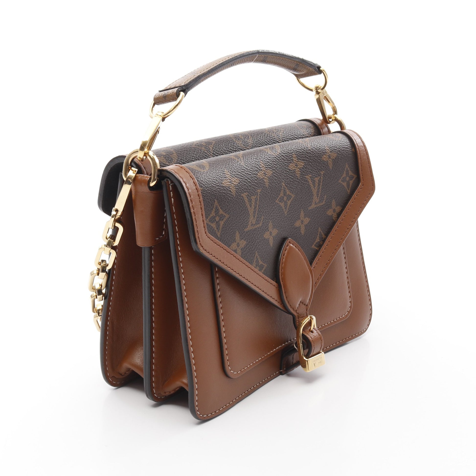 サックビファス モノグラム ハンドバッグ PVC レザー ブラウン ライトブラウン 3WAY ルイヴィトン バッグ LOUIS VUITTON